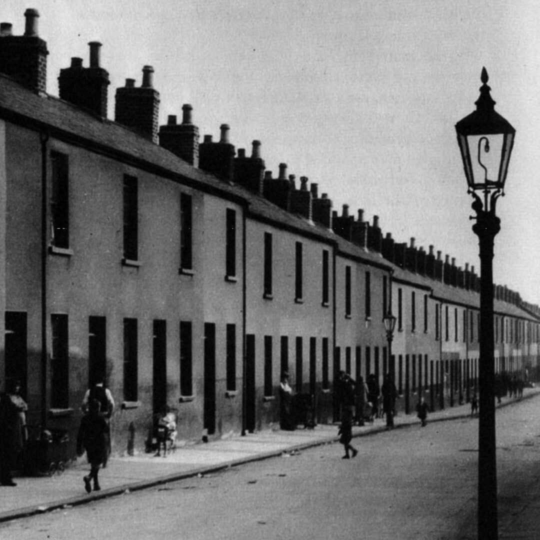 You won't see any tenements in Belfast. Instead, you will find rows upon rows of factory workers' homes like these, usually kept very neat and tidy.
