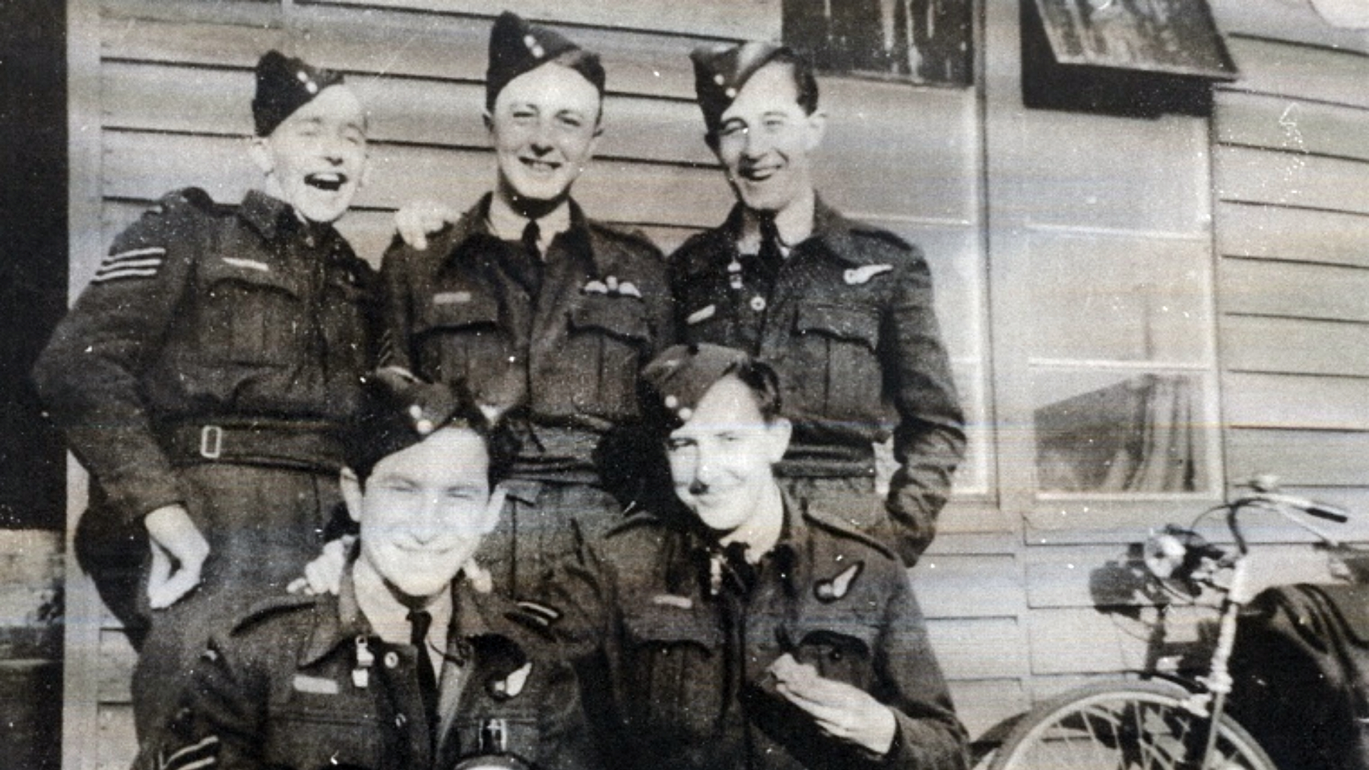 Members of the crew of Avro Lancaster ED684 AJ-B of R.A.F. 617 Squadron including Sergeant Richard 'Dickie' Bolitho during their time with R.A.F. 9 Squadron in Scotland.