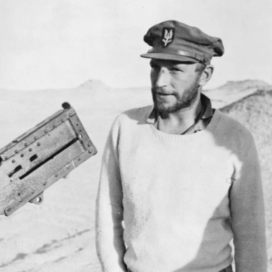 Portrait of Lieutenant Colonel Robert Blair "Paddy" Mayne, Special Air Service (S.A.S.) in the Western Desert near Kabrit Air Base, Egypt.