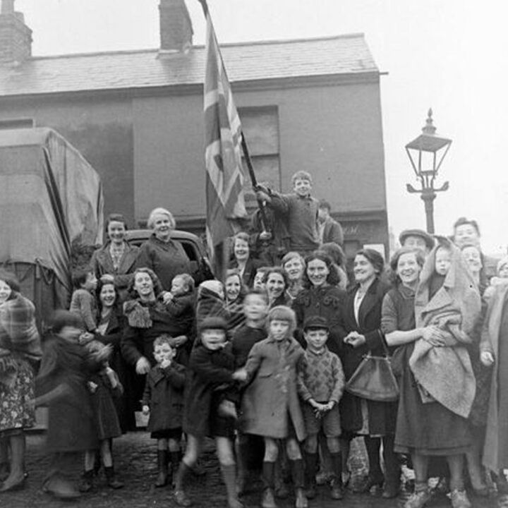 A crowd welcomes U.S. Army troops in Belfast on 26th January 1942