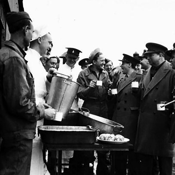 American Army cooks are impressed by British cooks' ability to make coffee in Carrickfergus, Co. Antrim on 2nd February 1942