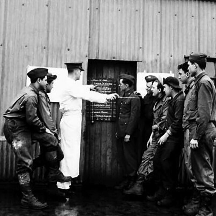 A Quartermaster Sergeant gives a demonstration to cooks from the British Army and the U.S. Army in Carrickfergus, Co. Antrim on 2nd February 1942