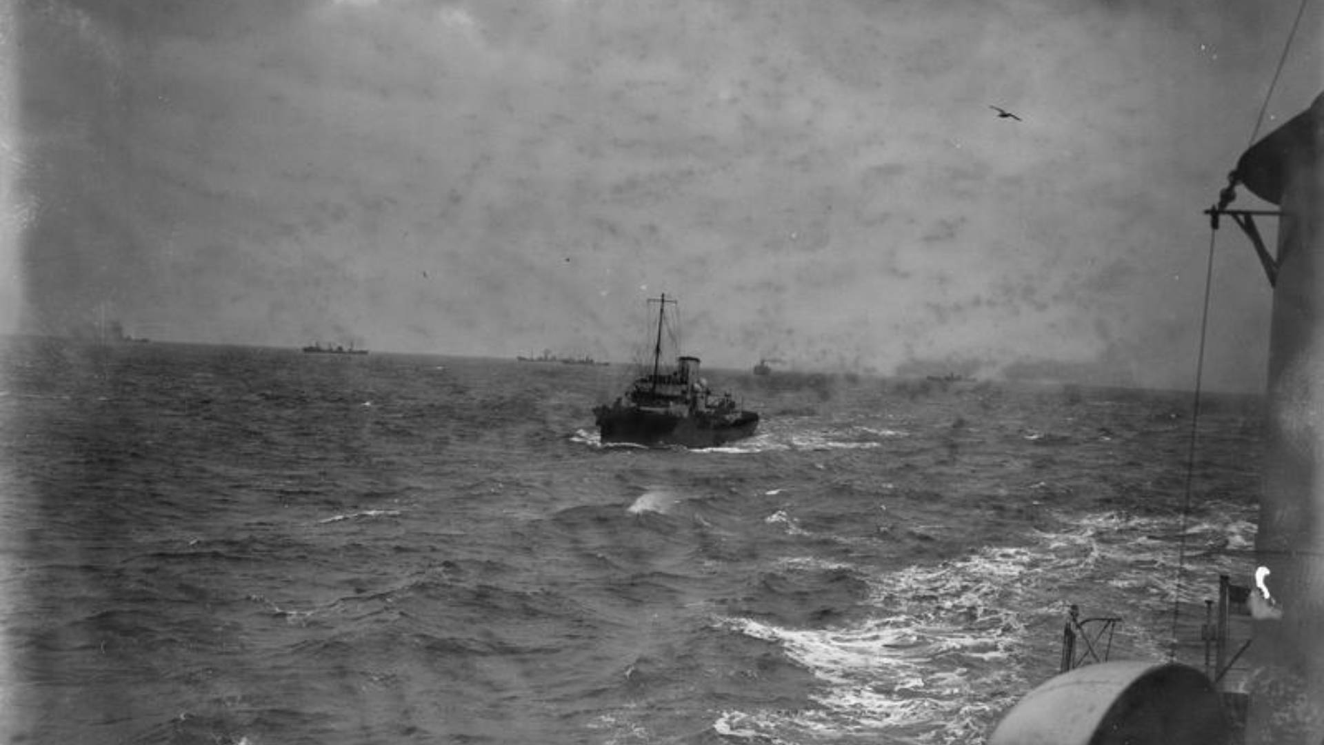 An unnamed Corvette on escort duty in the North Atlantic on 16th February 1941
