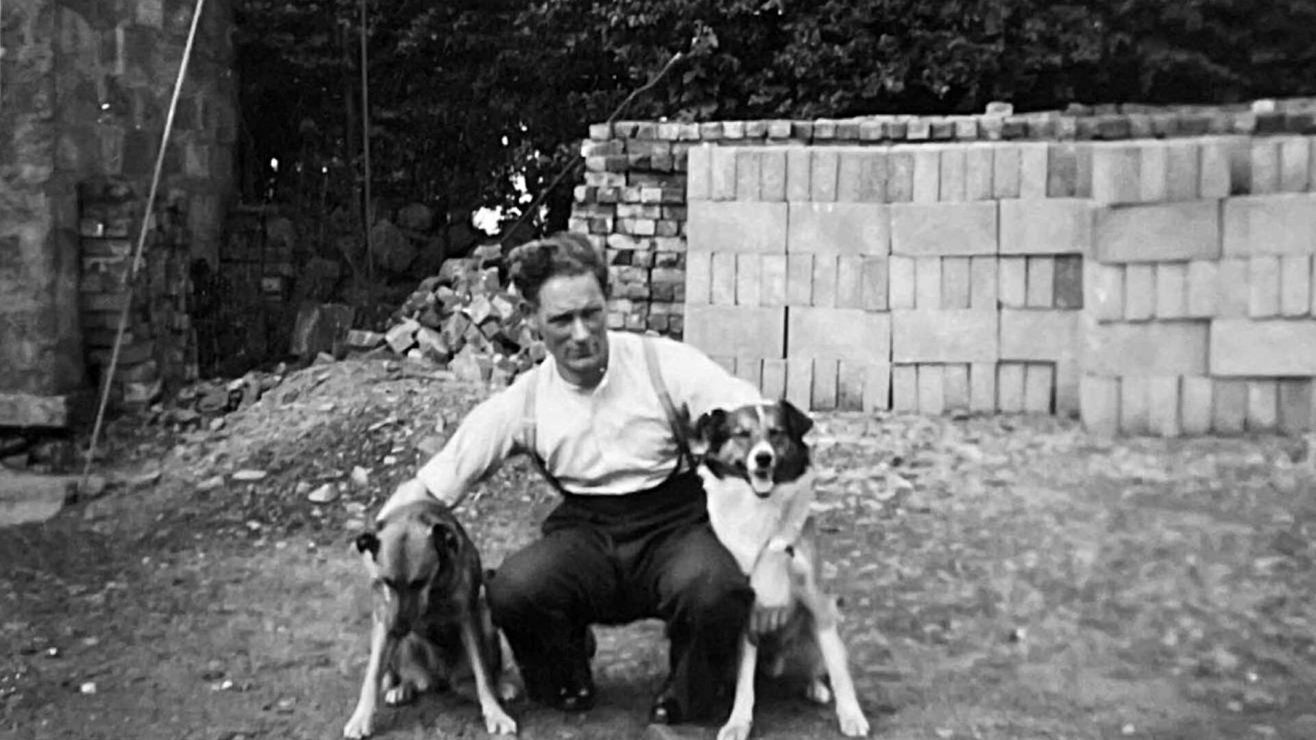 Jack Gracey with his two dogs named after German airmen