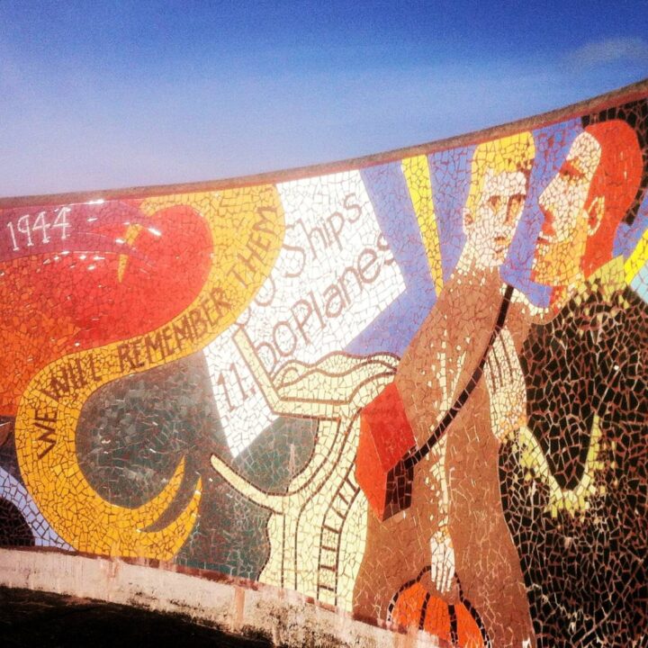 A mosaic mural on the north pier in Bangor, Co. Down depicts the events of D-Day, 6th June 1944. Since 2005, the pier has borne the name of General Eisenhower who addressed troops here in advance of the Normandy invasion.