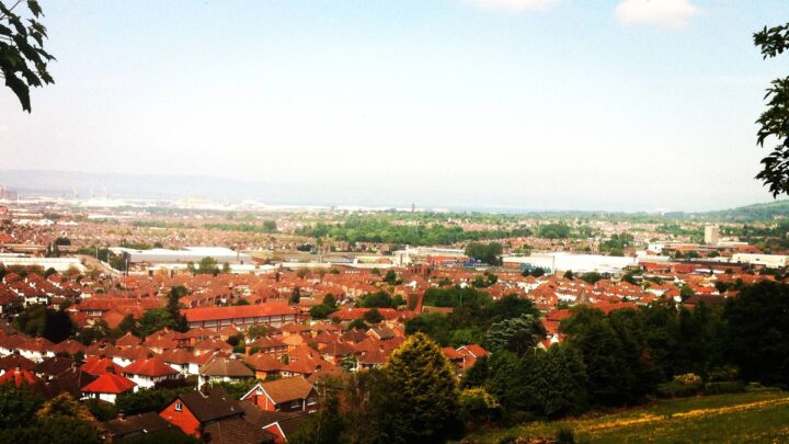 Views across East Belfast from Rocky Road at Lisnabreeny, Belfast.