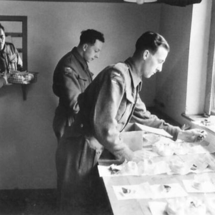 Soldiers preparing dentures for distribution from the Army Dental Laboratory, Palace Barracks, Holywood, Co. Down.