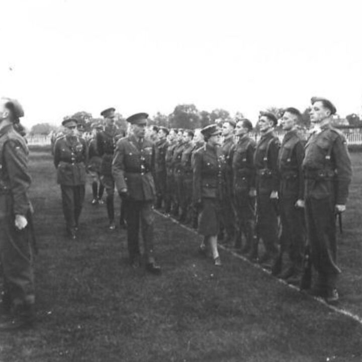 Her Royal Highness The Princess Royal (Colonel in Chief, Royal Corps of Signals) inspects members of 59th Division Signals in Northern Ireland.