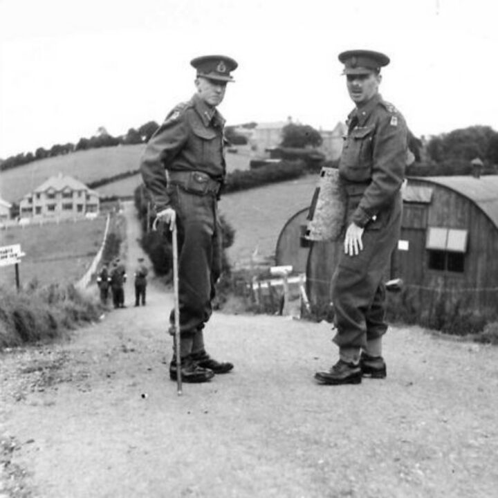 Corps Commander Lieutenant General D.F. Anderson C.B., C.M.G., D.S.O. and Brigadier A.G. Neville at a British Army 3rd Corps training exercise in Northern Ireland.