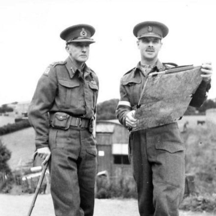 Corps Commander Lieutenant General D.F. Anderson C.B., C.M.G., D.S.O. and Brigadier A.G. Neville at a British Army 3rd Corps training exercise in Northern Ireland.
