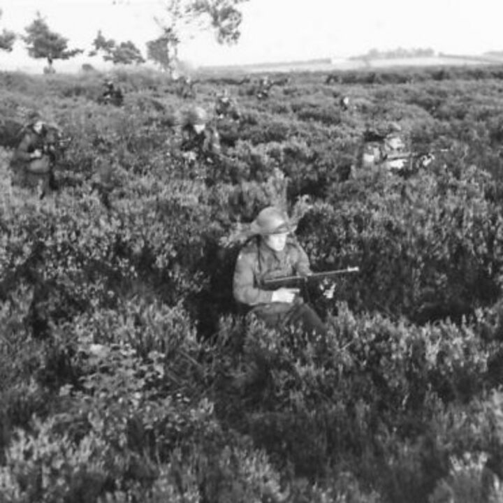 Members of 2nd Battalion, Royal Inniskilling Fusiliers in a training exercise on the Bog of Allen near Verner's Bridge, Co. Armagh.