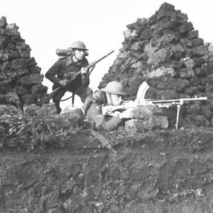 Members of 2nd Battalion, Royal Inniskilling Fusiliers in a training exercise on the Bog of Allen near Verner's Bridge, Co. Armagh.