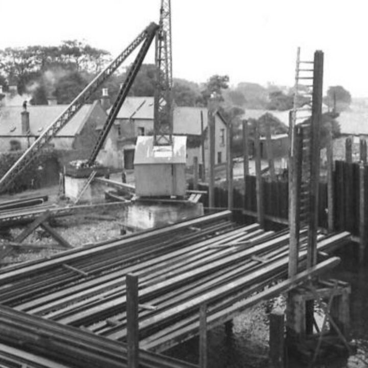 Photograph showing the progress of new extensions under construction at Larne Harbour, Larne, Co. Antrim.