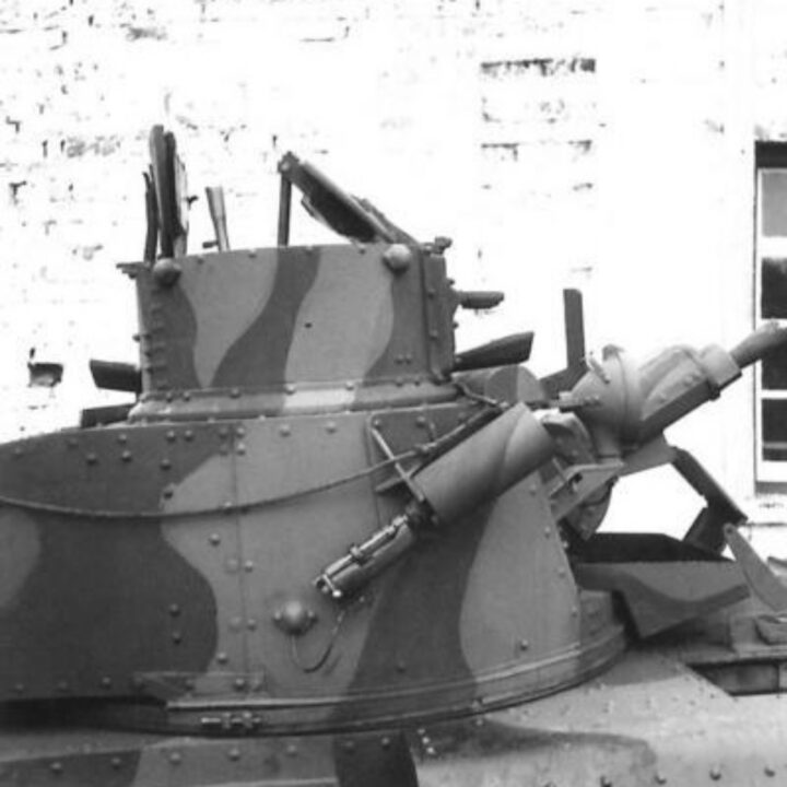 Photograph showing the Bren Gun mounting on a Mark VIB Light Tank in Northern Ireland.