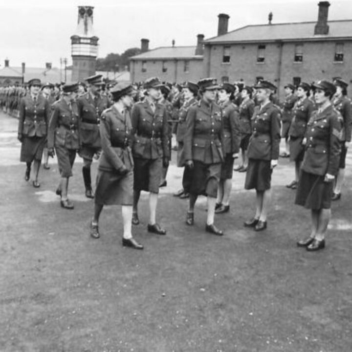 Her Royal Highness The Princess Royal inspecting members of the Auxiliary Territorial Service at Palace Barracks, Holywood, Co. Down.