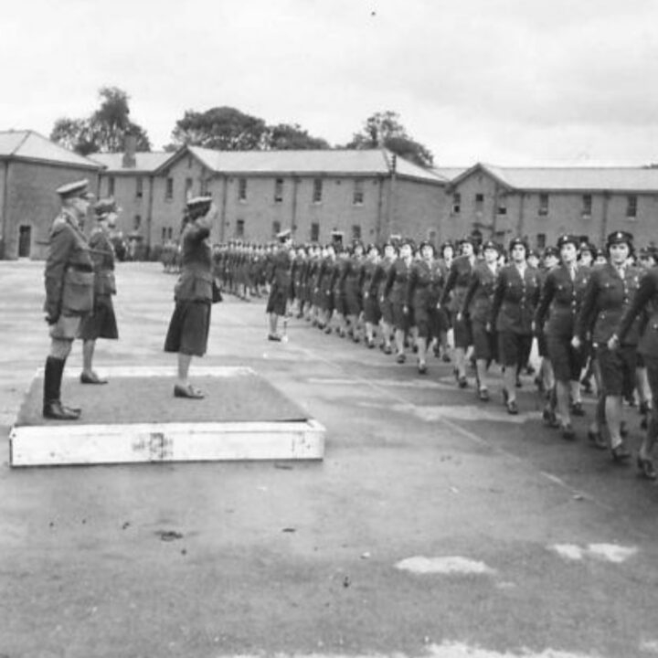 Her Royal Highness The Princess Royal takes the salute during a parade of members of the Auxiliary Territorial Service at Palace Barracks, Holywood, Co. Down.