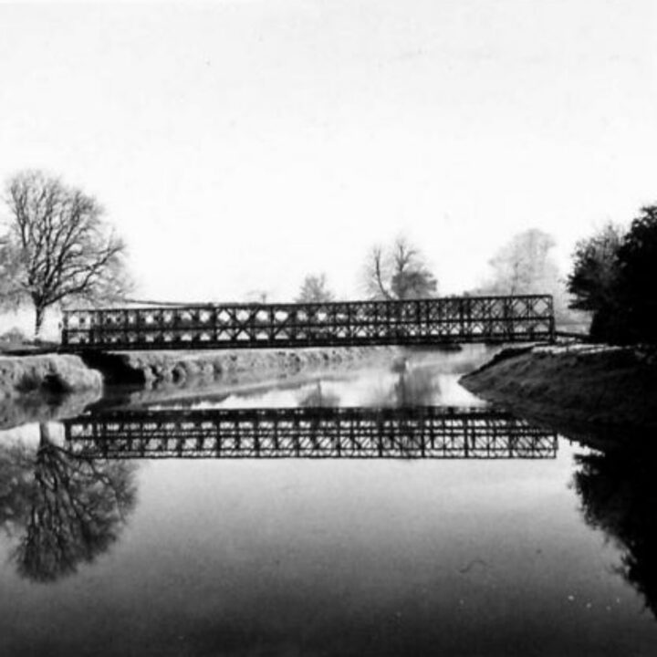 A Bailey Bridge constructed by members of the Royal Engineers spanning the River Blackwater at the Caledon Park Site near Caledon, Co. Tyrone.