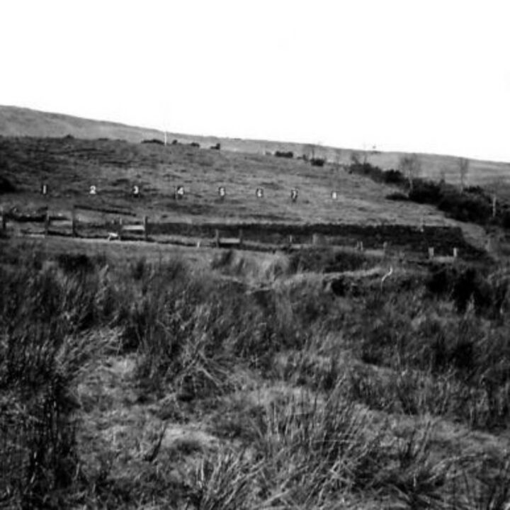 Photograph taken for the Royal Engineers showing the construction detail of a rifle range in the Sperrin Mountains near Draperstown, Co. Londonderry.