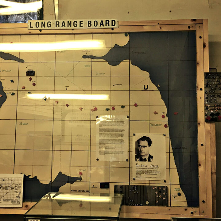 A 'Long-Range Board' on display at Ulster Aviation Society, Maze, Co. Down showing how the Observer Corps and the Royal Air Force tracked plane movements across northern Britain.