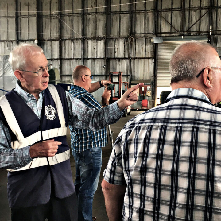 The late Ernie Cromie B.E.M. leading a tour at Ulster Aviation Society, Maze, Co. Down where he was a former Chairman of the organisation.