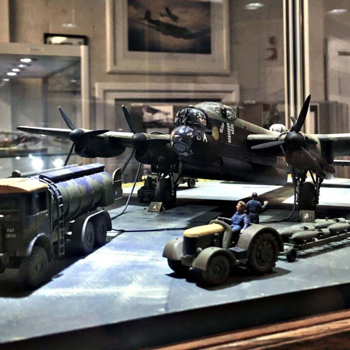 A model of refuelling a bomb loading on display at Ulster Aviation Society, Maze, Co. Down.