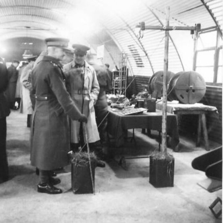 Senior British Army officers on an inspection. This picture is part of a series taken at a Signal Corps Exhibition in Lisburn, Co. Antrim.