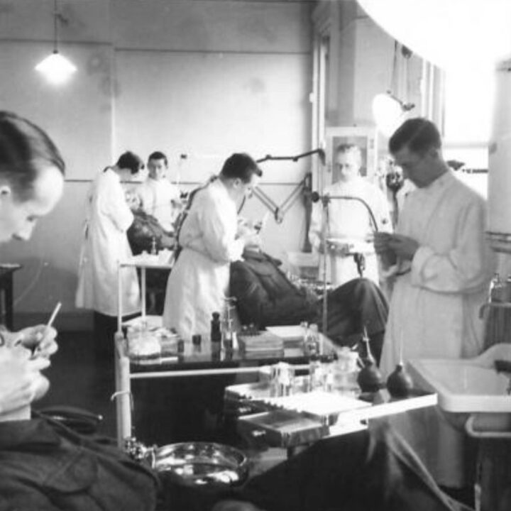 An overview of the treatment facilities at an Army Dental Centre at 389-391 Antrim Road, Belfast. Such centres provide a service to the British Army and the Auxiliary Territorial Service that usually only the wealthy could afford.