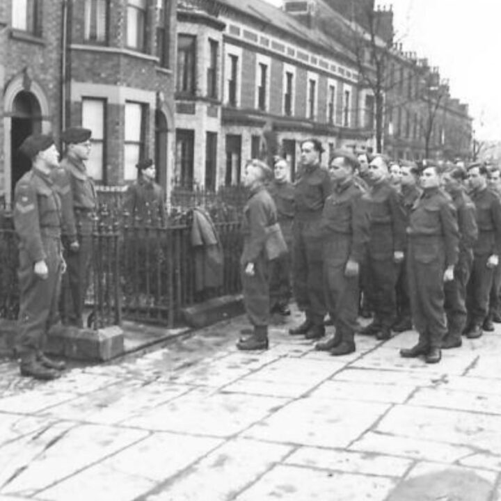 British Army soldiers line up for a routine inspection with a dental surgeon observer at an Army Dental Centre at 389-391 Antrim Road, Belfast. Such centres provide a service to the British Army and the Auxiliary Territorial Service that usually only the wealthy could afford.