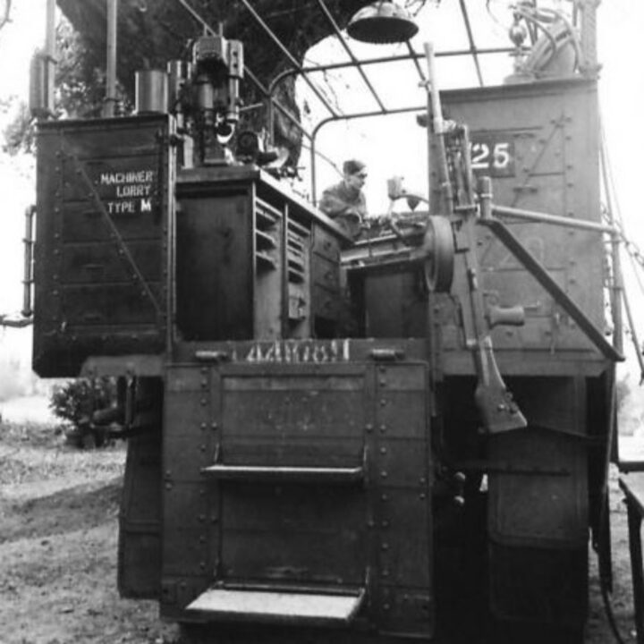 Craftsman Fingleton of Manchester, England at work in a mobile machinery lorry at 3 Non Divisional Engineers, Royal Electrical and Mechanical Engineers base workshop at Gilford, Co. Down.