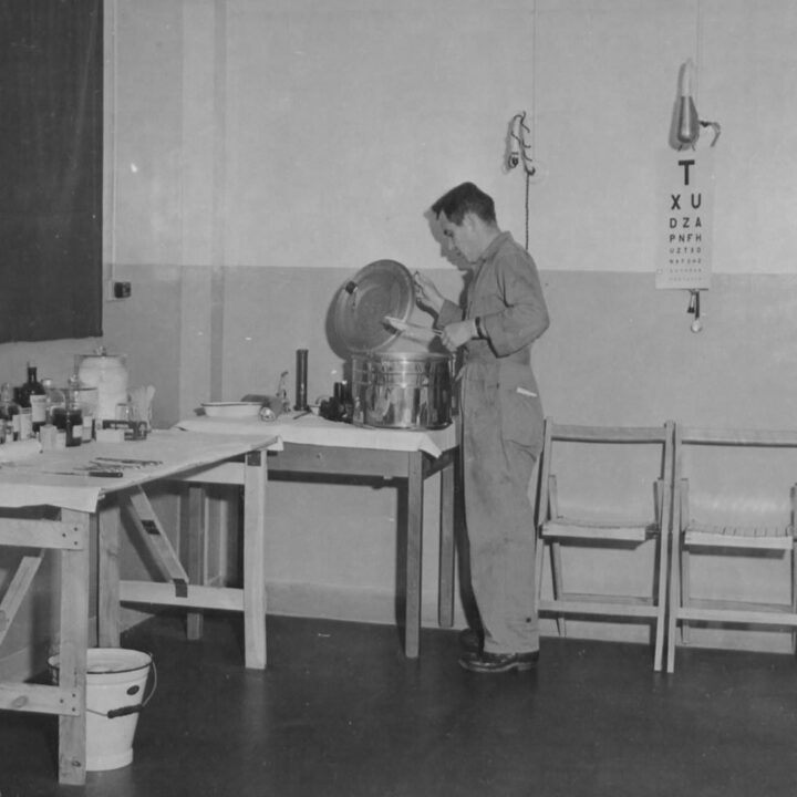 The surgical room of a United States Army Air Force Hospital at U.S.A.A.F. Station 236, Toome Airfield, Co. Antrim on 26th July 1943.