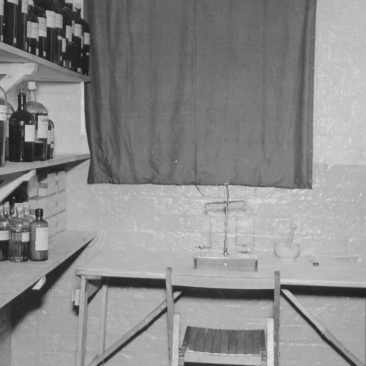 The drug room of a United States Army Air Force Hospital at U.S.A.A.F. Station 236, Toome Airfield, Co. Antrim on 26th July 1943.