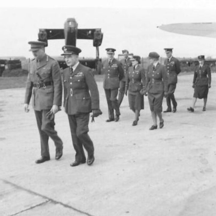 His Royal Highness The Duke of Gloucester with Air Commodore C.R. Carr C.B.E., D.F.C., A.F.C. (Air Officer Commanding) making a tour of inspection at R.A.F. Aldergrove, Co. Antrim.