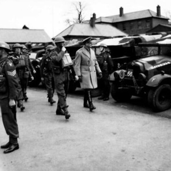 His Royal Highness The Duke of Gloucester inspecting military vehicles at Armagh, Co. Armagh.