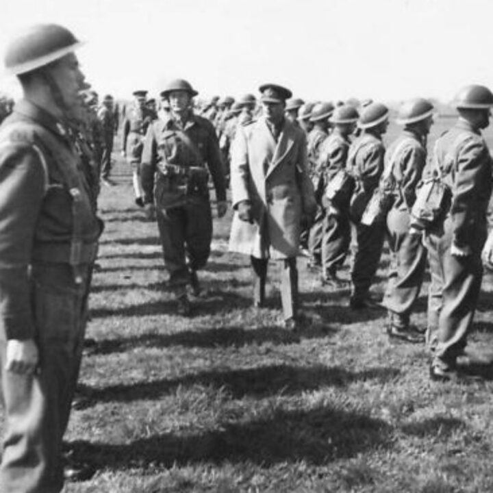 His Royal Highness The Duke of Gloucester inspecting soldiers of 6th Corps at Lisburn, Co. Antrim.