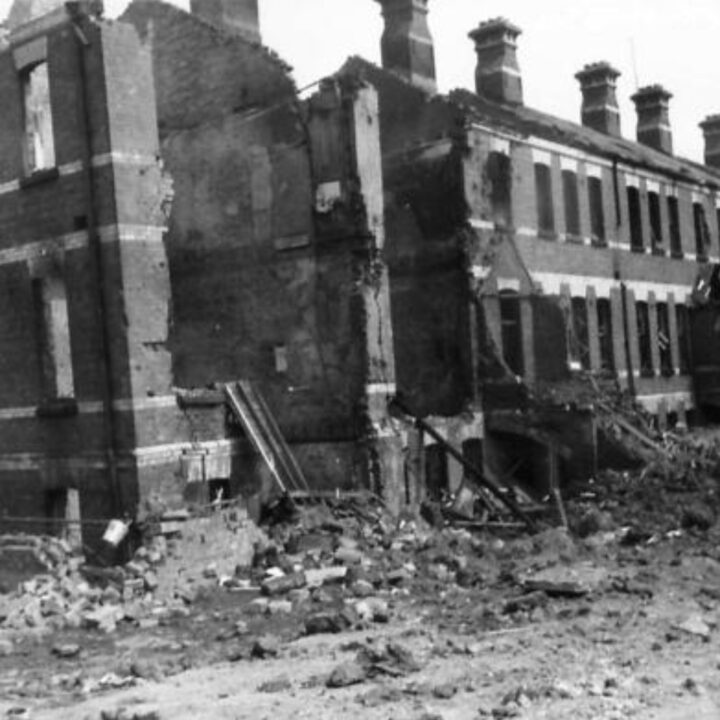 Damage caused to the C.R.Es Office at Victoria Barracks, Belfast following the Fire Raid of the Belfast Blitz.