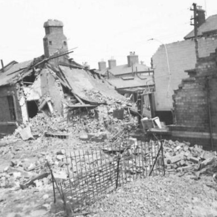 Damage caused to the Reception Station at Victoria Barracks, Belfast following the Fire Raid of the Belfast Blitz.