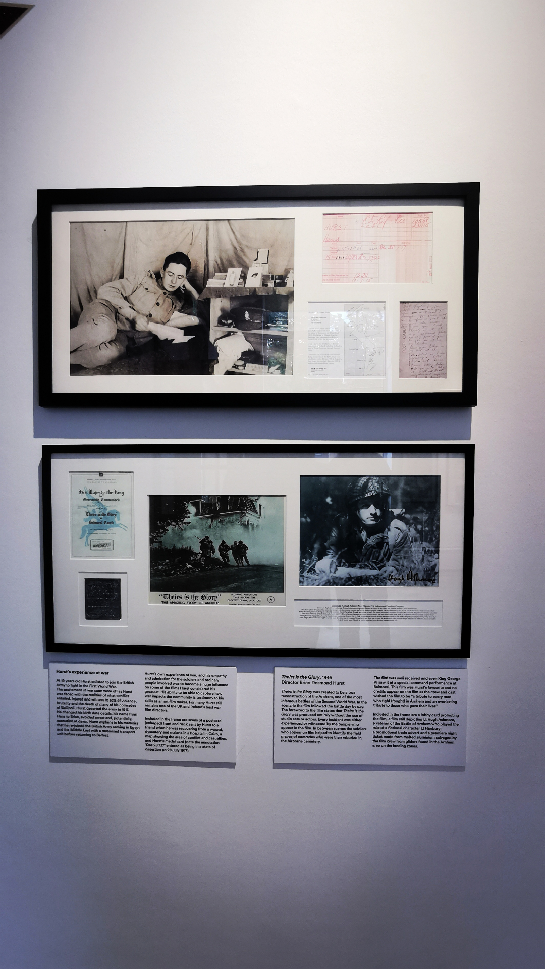Documents and artefacts showcasing the life and work of Brian Desmond Hurst on display as part of 'Film As Art - Brian Desmond Hurst: Film Director', an exhibition at the Ulster Museum, Belfast until September 2023.