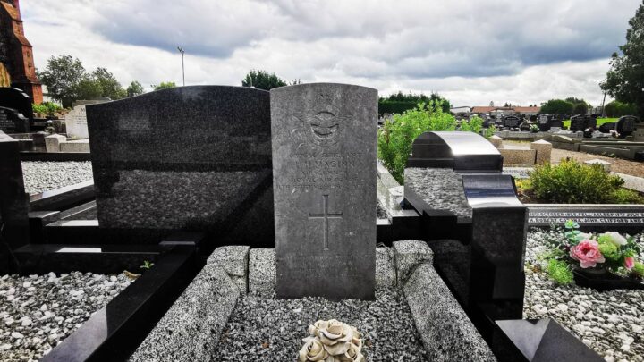 A Commonwealth War Graves headstone marks the grave of Sergeant Henry Howard Maginn in Seagoe (St. Gobhan's) Church of Ireland Churchyard, Portadown, Co. Armagh.