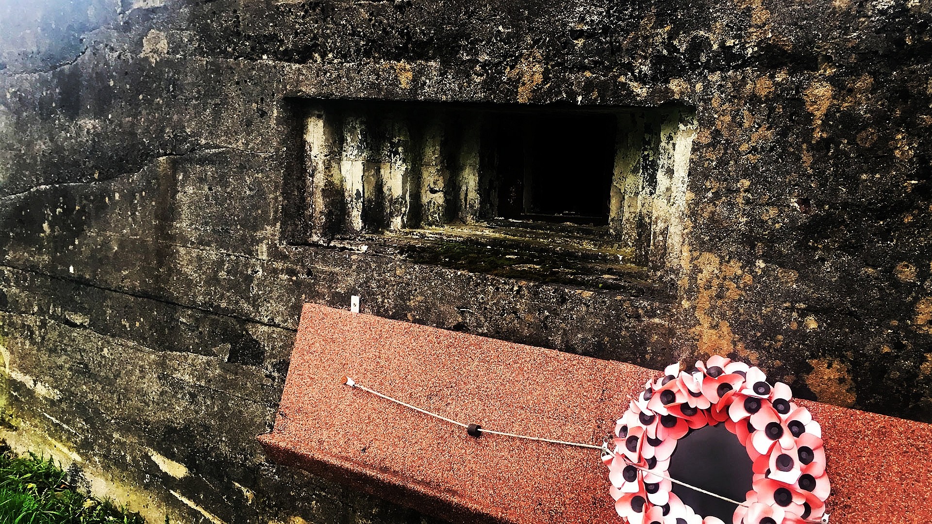 Staircasing on the machine gun loop of the preserved Second World War era pillbox at Annagh Meadows, Portadown, Co. Armagh.