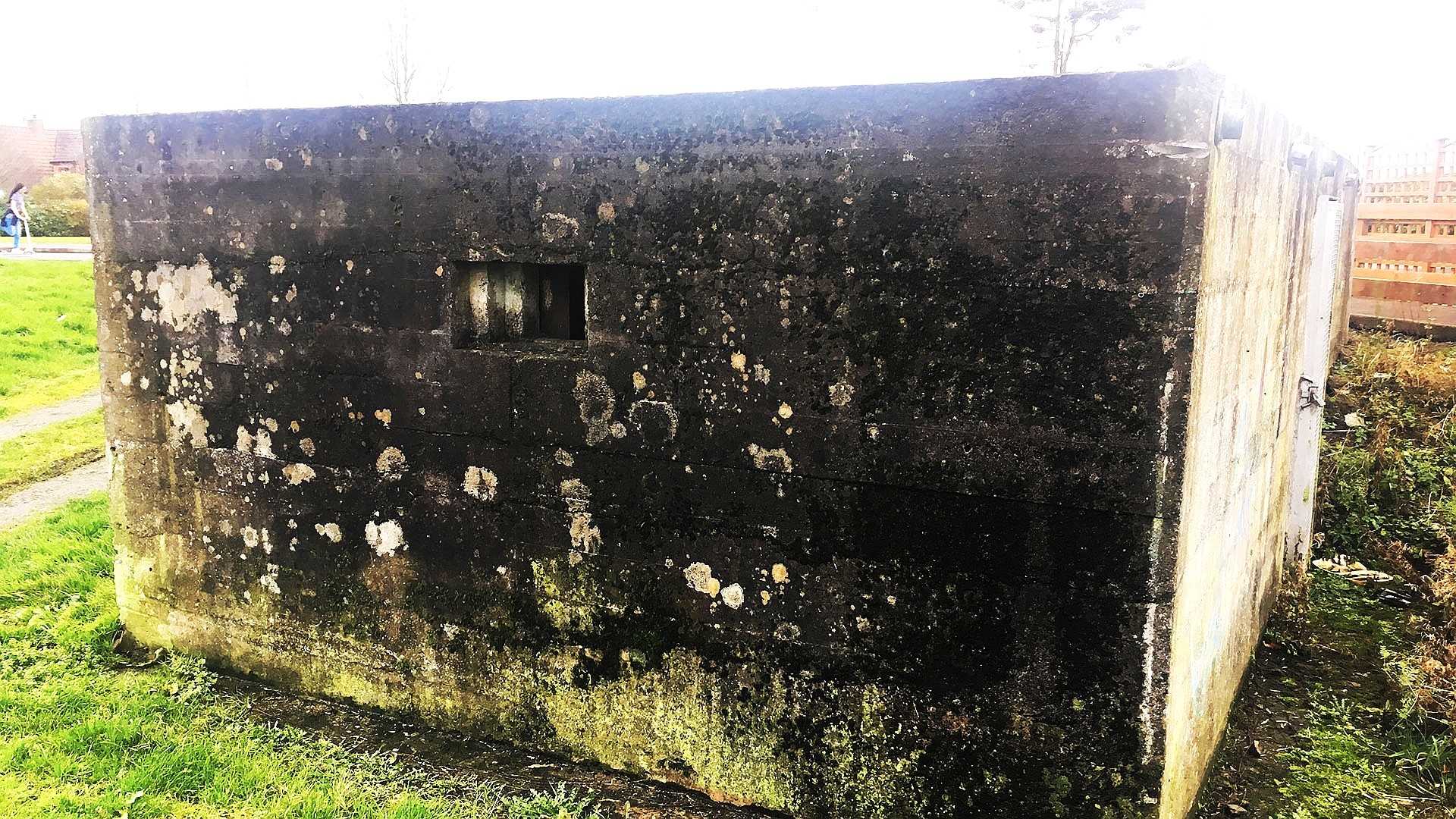 Overview of the preserved Second World War era pillbox at Annagh Meadows, Portadown, Co. Armagh.