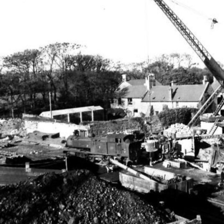 Photograph of progress in the development of the new jetty at Larne Harbour, Larne, Co. Antrim.