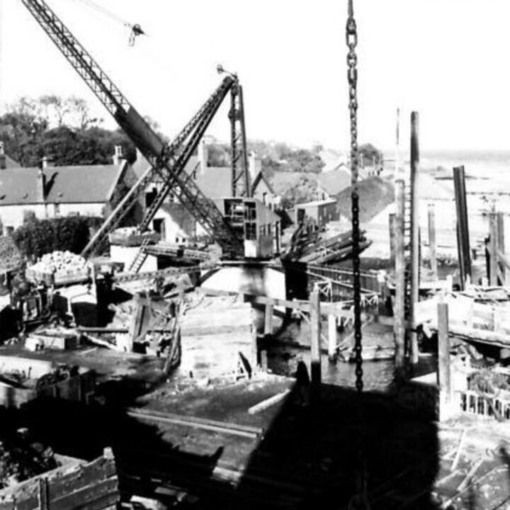 Photograph of progress in the development of the new jetty at Larne Harbour, Larne, Co. Antrim.