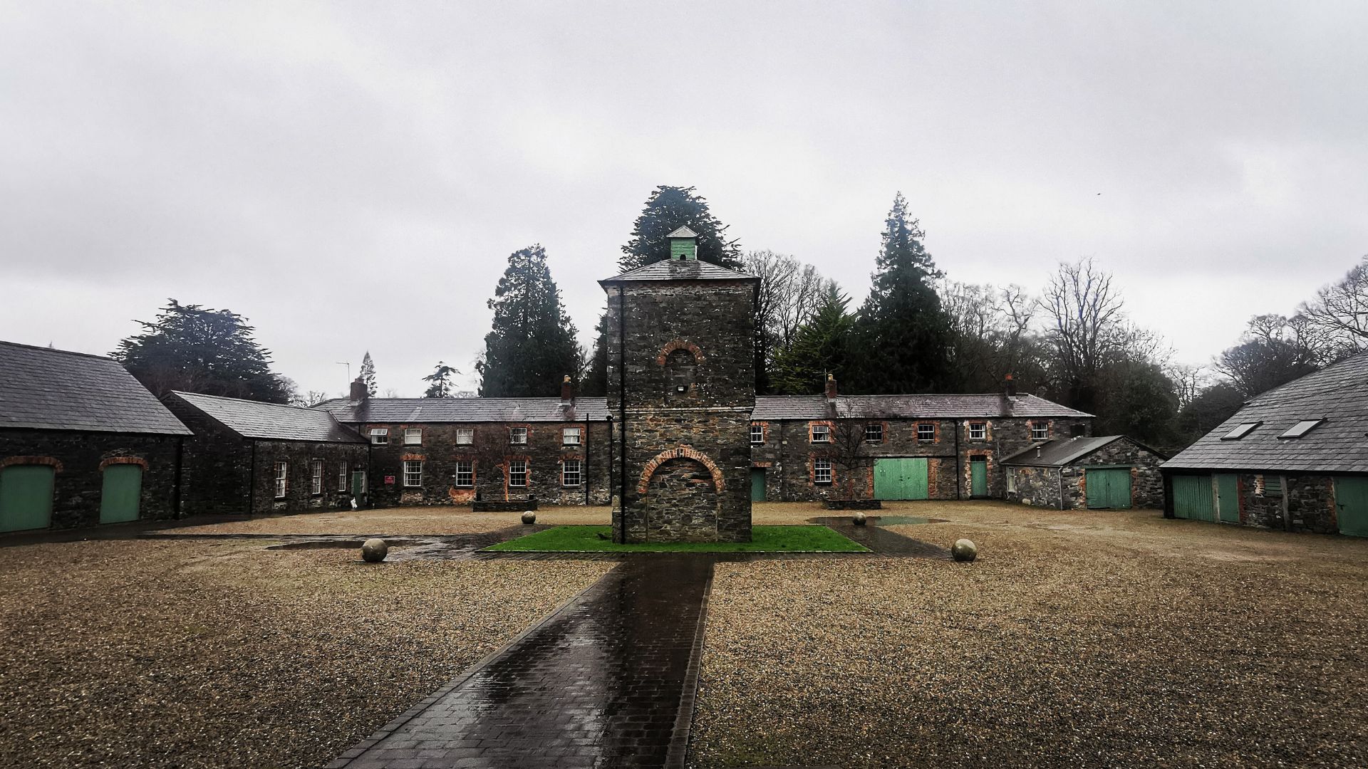 The historic courtyard within Clandeboye Estate near Bangor, Co. Down. Part of the estate made up Pinetum Camp, a motor vehicle distributing depot for the U.S. Army during the Second World War.