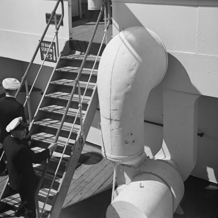 Members of the crew on the forward deck of S.S. Athenia. Photo taken by Paul Vanderbilt during the summer of 1937.